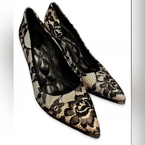 Brian Atwood Elegant Black and Gold Heels